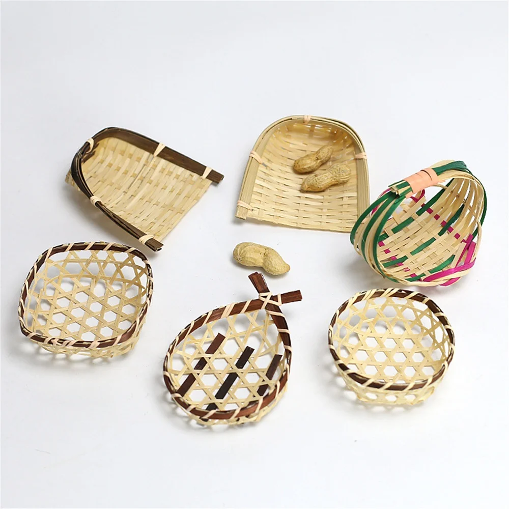 Hand-woven Disc Environmentally Friendly Mini Basket Durable Bamboo Storage Basket Household Accessories Fresh Fruit Platter