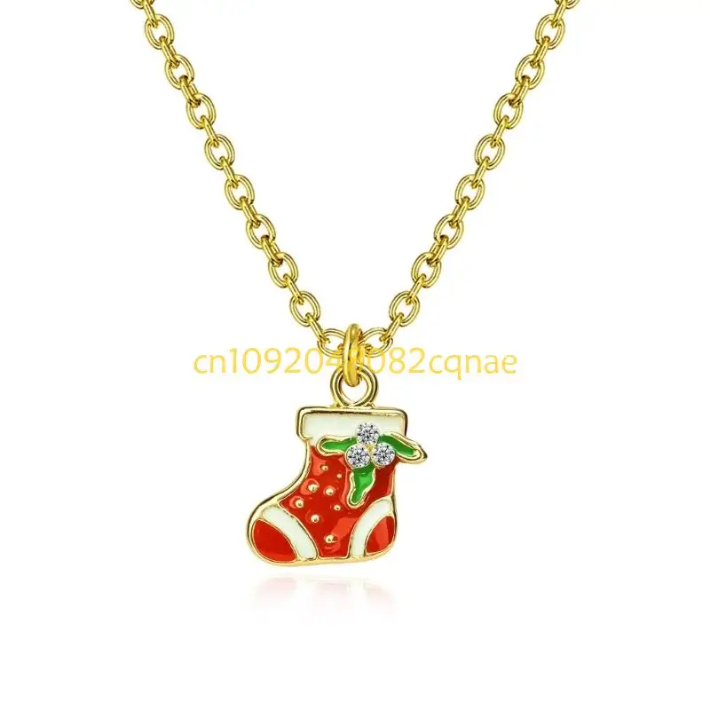 Multi Design Holiday Pendant Necklace Rhinestones Decorated Copper Neck Chain Jewelry Piece For Special Event