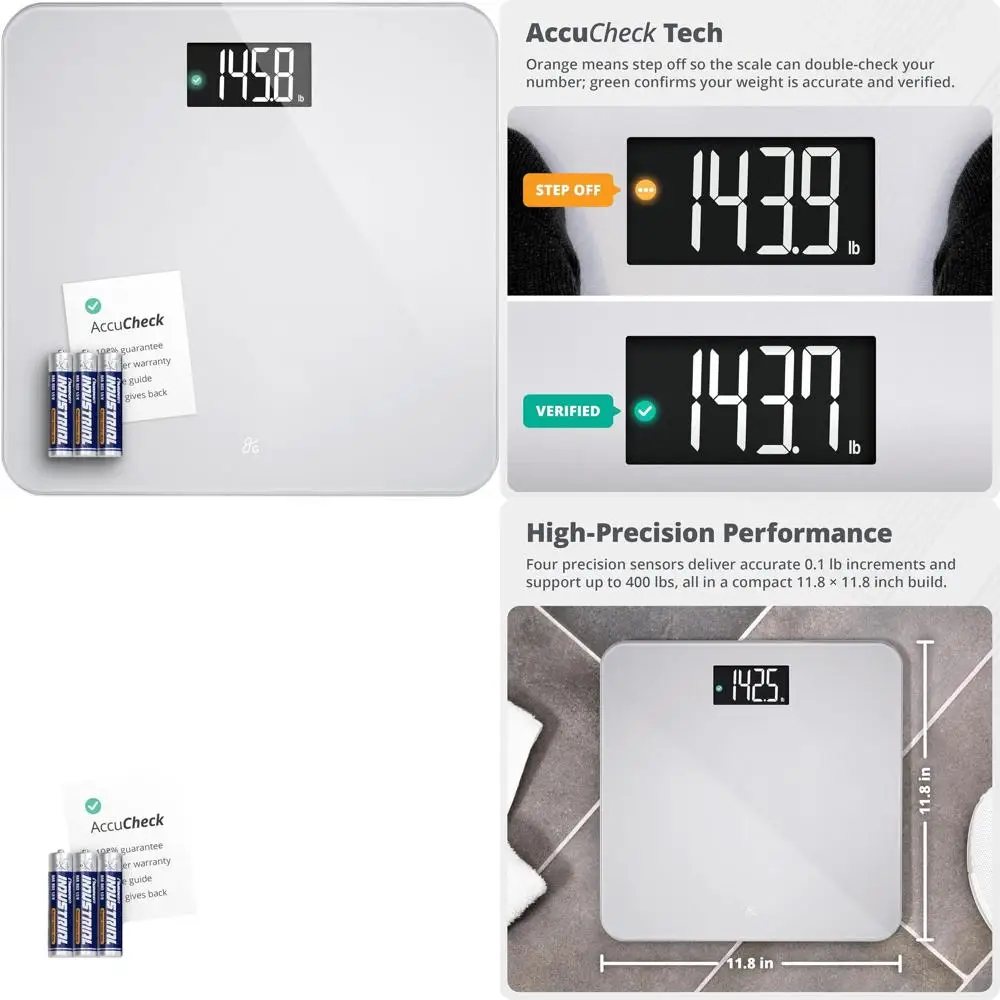 

Высокоточные цифровые весы для ванной комнаты с большим дисплеем с подсветкой, грузоподъемность 400 фунтов, автоматическое включение при прилегании.