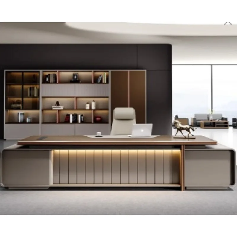 

Комбинация стола и стула Boss, светлый роскошный стол босса, простой современный офисный стол для руководителей