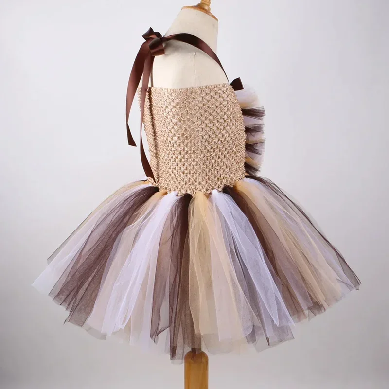 Abito tutù leone per ragazze animali Costumi di Halloween per bambini Abiti cosplay con fascia per capelli Abiti da compleanno per bambina M1