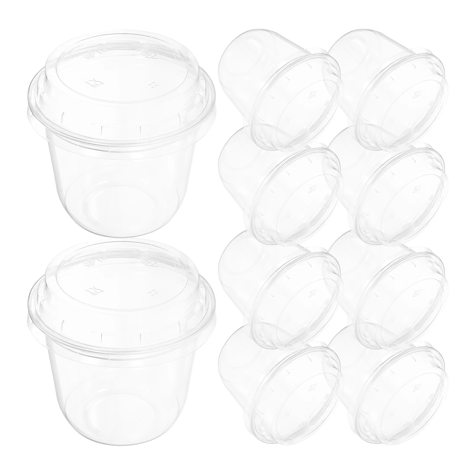 

10pcs Plastic Jelly Cups Disposable Clear Dessert Cups with Lids for Snacks Pudding Ice Cream Fruit Bowls Stylish Safe Material