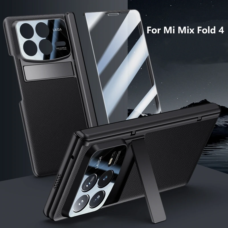 

Кожаный чехол с откидной подставкой для защиты петель для Xiaomi Mix Fold 4, чехол с откидной крышкой для переднего экрана Xiaomi Mix Fold 4