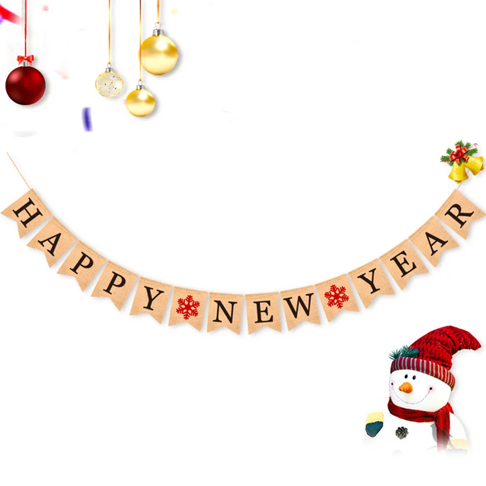 

New Year Flag Decorations Paper Banner for Party Hanging Cloth Banners Festive Atmosphere Happy New Year Christmas Special
