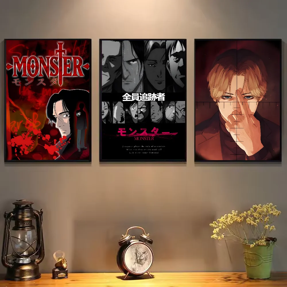 ملصق N-Naoki Urasawa S Monster Anime عالي الدقة جدار لاصق مقاوم للماء لغرفة المعيشة المنزلية وغرفة النوم والديكور الجمالي