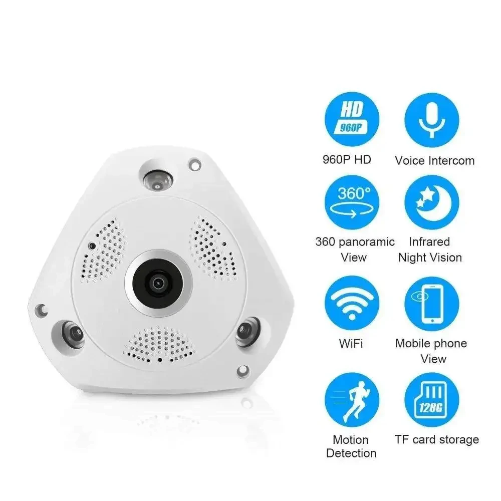 

V380 360 Degree WiFi Camera IP Fish Eye Panoramic 1080P WIFI CCTV 3D VR Video Audio Remote Home Monitoring CCTV Security Camera