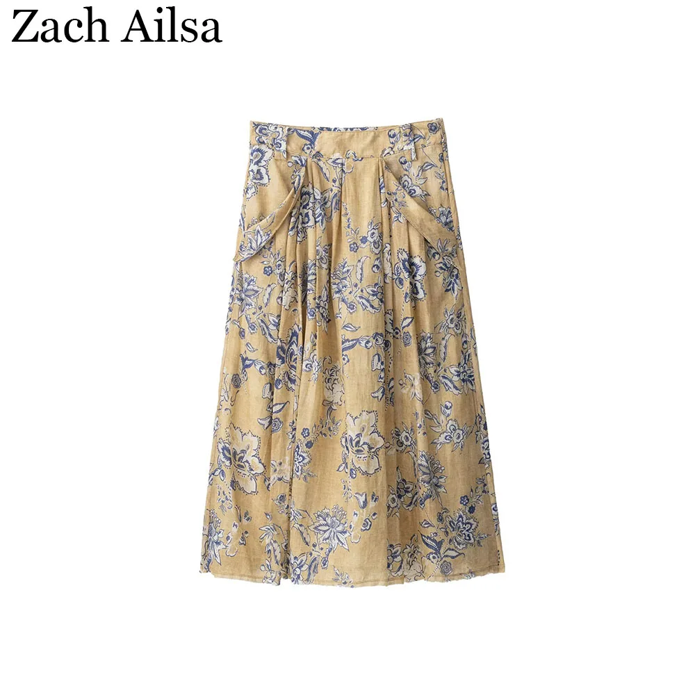 تنورة نسائية خريفية جديدة بسيطة بطبعة زهور رامي