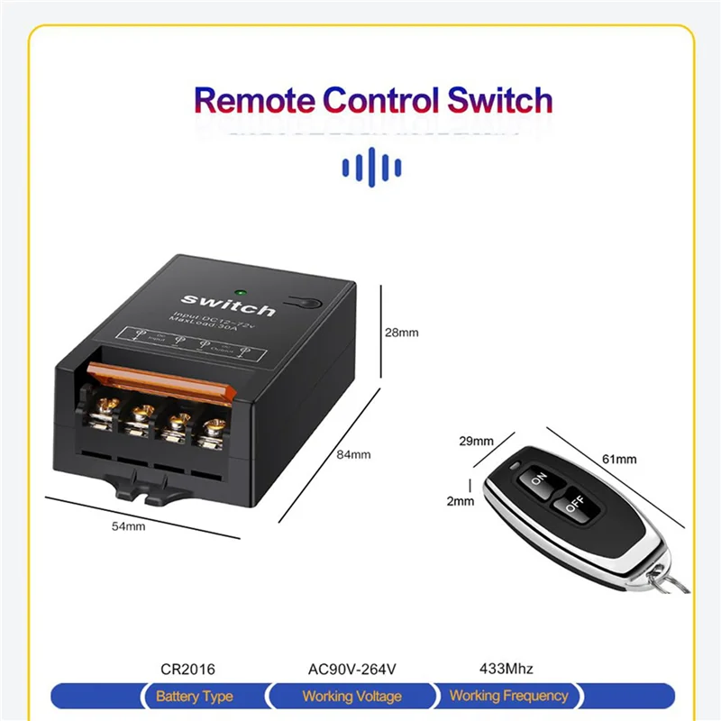 A003 2X 12V Fernbedienung Schalter mit 30A Relais, DC 72V 60V 48V 36V 24V 12V Drahtlose Schalter Für Lichter, Lampen, Fans
