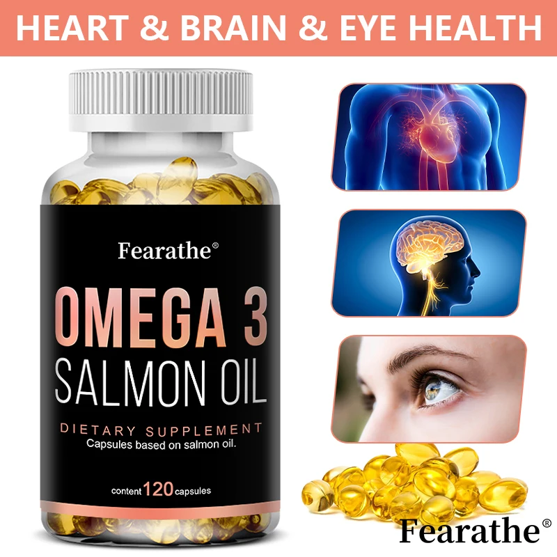 كبسولات زيت السمك أوميغا 3 - مكمل زيت السلمون النقي غني بـ EPA وDHA - يعزز صحة المفاصل والعين والجلد ودعم المناعة