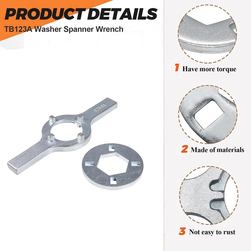 Washing machine wrench TB123A Washing Machine Spanner Wrench Washer Spanner Wrench, 1-11/16 Inch for Washer Repair Whirl-Pool Wa