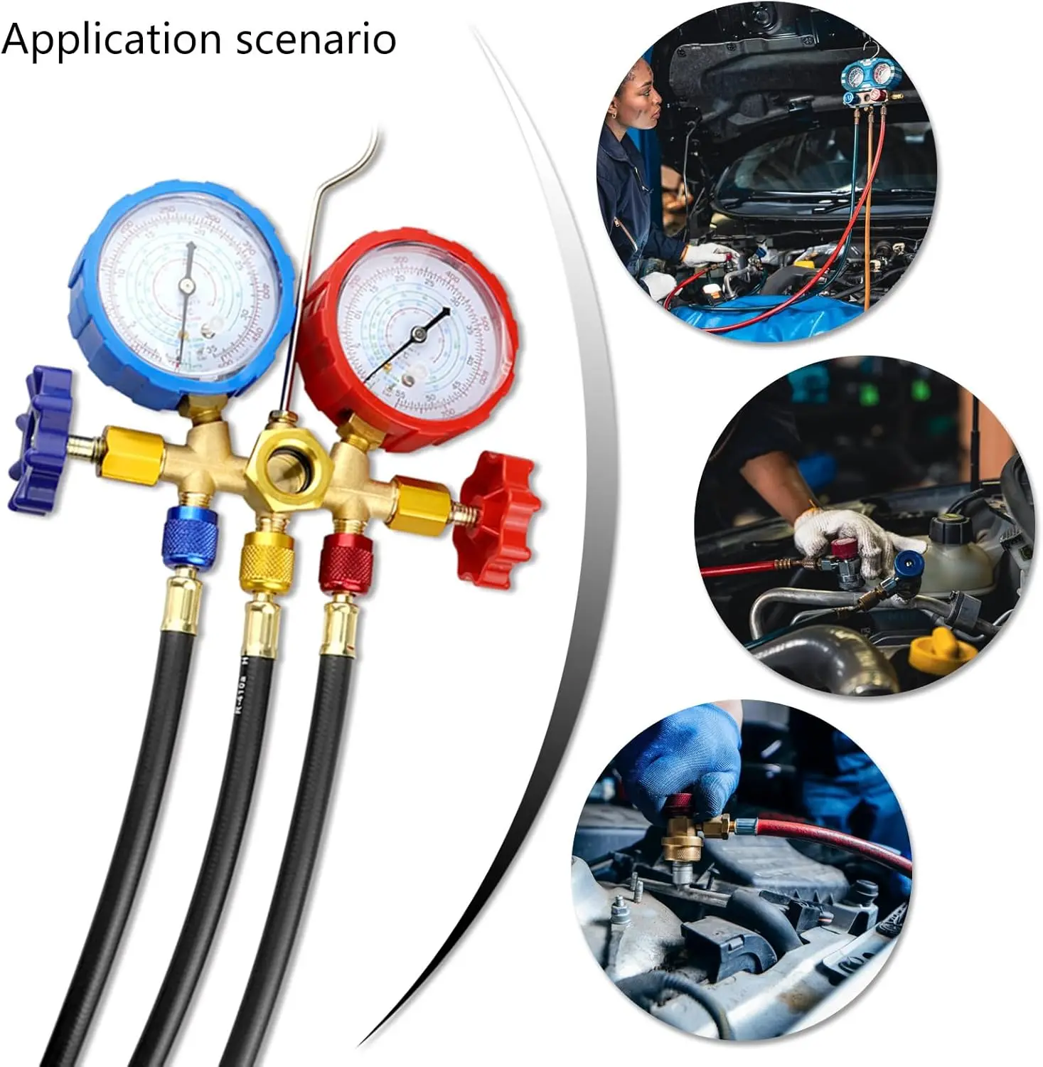 

3PCS R410 Refrigerant AC Charging Hose 800-4000 PSI Working Pressure Fit HVAC Air Condition R134a R32 Refrigerant Manifold Gauge