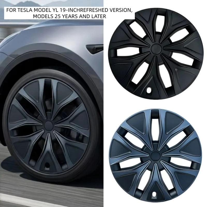 4Pcs FOR TESLA MODEL YL 19 Inch Wheel Covers For 2025+ Electric SUV Aero Hubcaps Matte Glossy Black Exterior Rim Protectors Full