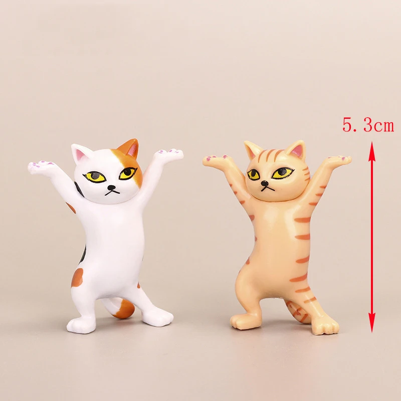 1pcs Japanese Cat Pen Holder Kids Toy Birthday Gift Weightlifting Carrying Coffin Cat Pen Holders Dance Figure Doll Animals Gift