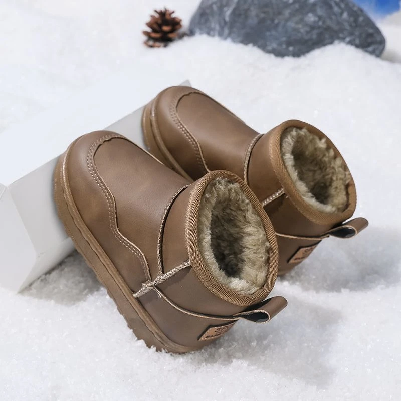 أطفال الشتاء الثلوج أحذية للبنين بنات المضادة للانزلاق صوف مبطن دافئ مقاوم للماء نعل سميك منتصف العجل الجوارب للأطفال الصغار الكبار #5
