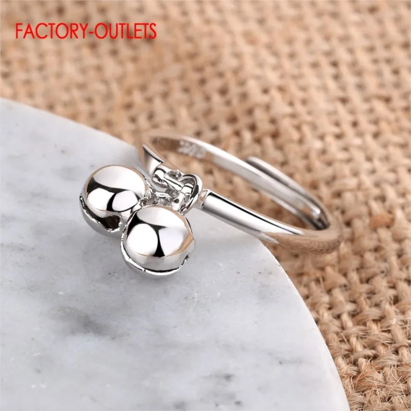 

Drop Shipping Genuine 925 Sterling Silver Opening Finger Rings For Women Girls Lovely Sytle Bells Adjustable Rings Jewelry