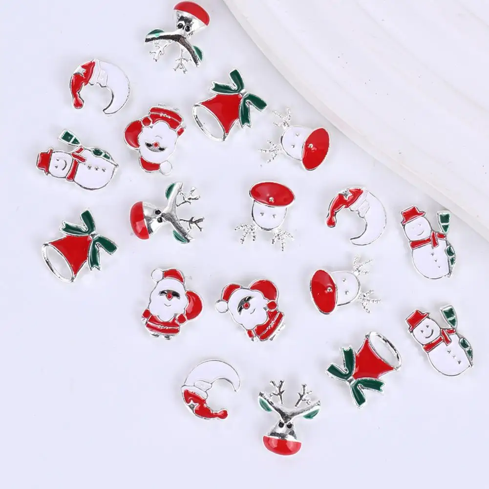 Christmas Nail Art Ornaments Charming Winter Nail Art 18pcs/set Cartoon Santa Claus Elk Alloy Accessories for Festive Nails Elk