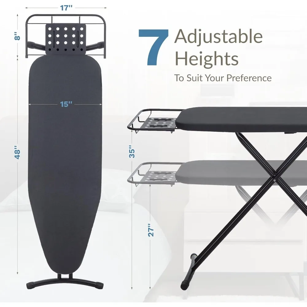 أطقم المطاعم توصيل مجاني - لوح كي 48 بوصة × 15 بوصة مع مسند حديد قابل للسحب، لوح حديد عالي التحمل بالحجم الكامل، عريض قوي #4