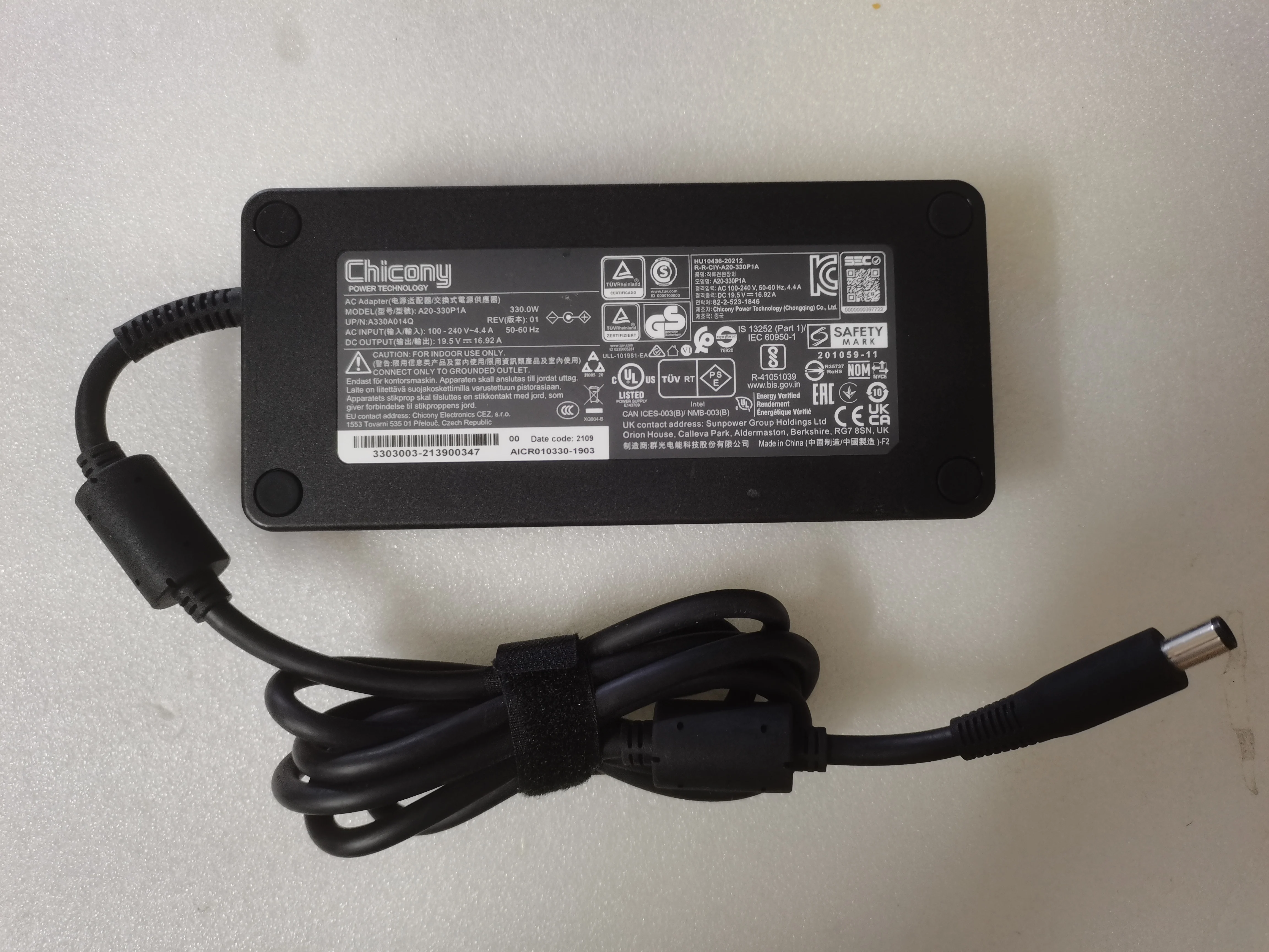 100%Original Chicony 19.5V 16.92A A20-330P1A 330.0W REV:01 For Intel NUC12SNKi7 Mini PC i7 12th Gen AC Adapter