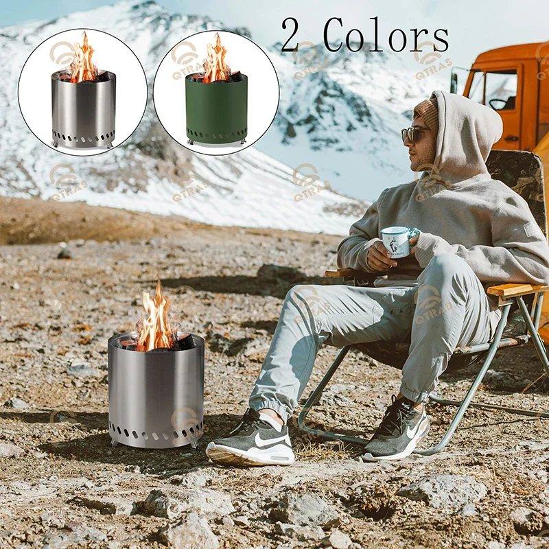 

Portable Stainless Steel Burner Heater Mini Fire Wood Stove Bonfire Furnace Outdoor Camping Smokeless Fire Pit Brazier Equipment