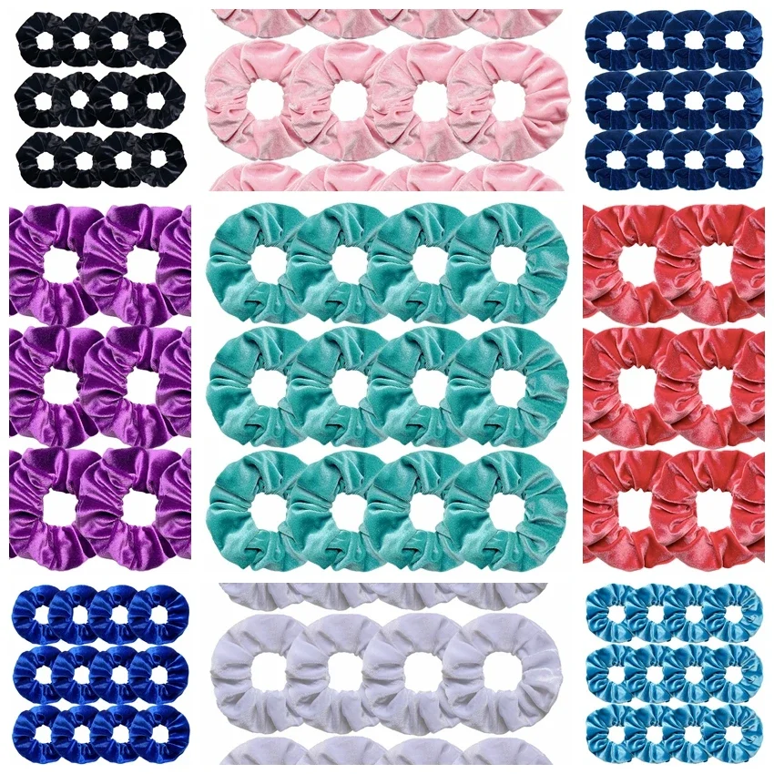 12pcs/Set Scrunchies Elastic Hair Bands Hair Ties White Black Pink Navy Women Ponytail Holder Hair Accessories Girls Hairbands