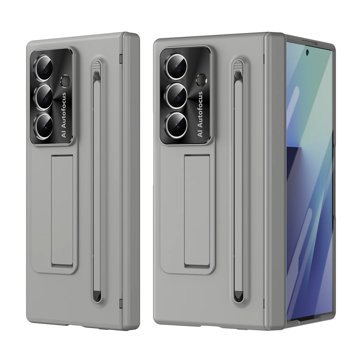 

For Samsung Galaxy Z Fold 7 6 5 4 3 Matte Hard PC Hinge Phone Case External Screen Glass Film S Pen Slot Holder Shockproof Cover