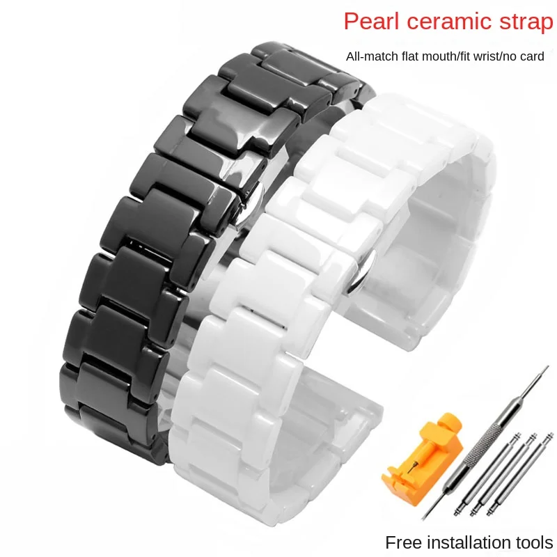 

Ceramic Watch Strap Bracelet 14mm 15mm 16mm 17mm 18mm 20mm 21mm 22mm for Tissot Fossil Rossini Men Women Pearl Ceramic Watchband