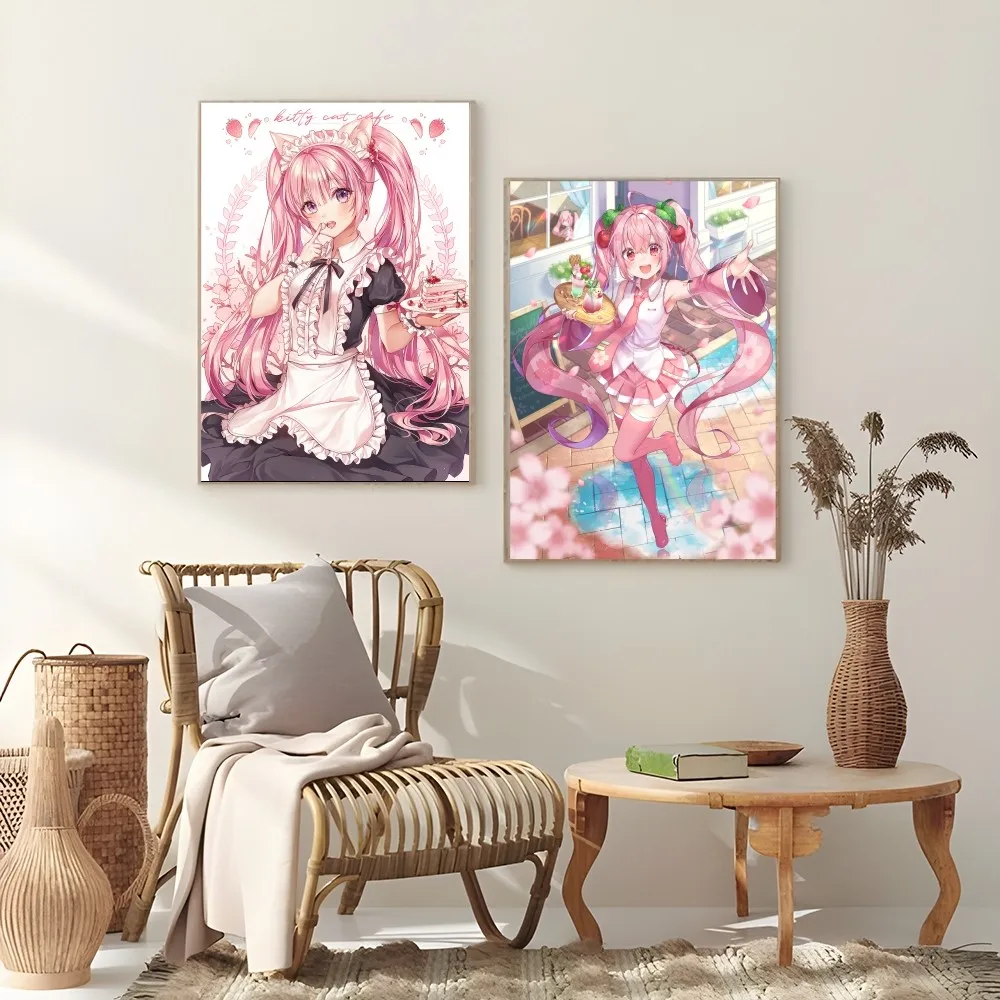 Virtuele H-HAtsuNE Ido M-MIku Meisje Poster Sticky Wall Art Printing Waterdicht Thuis Woonkamer Slaapkamer Bar Esthetische Decor