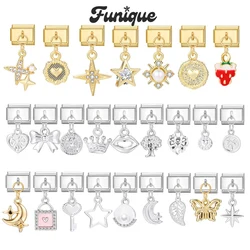 Retro Charm Bracelet Love Lock Wings Bow Pendant Italian Charm Links Fit 9mm Stainless Steel Bracelet Jewelry DIY Making