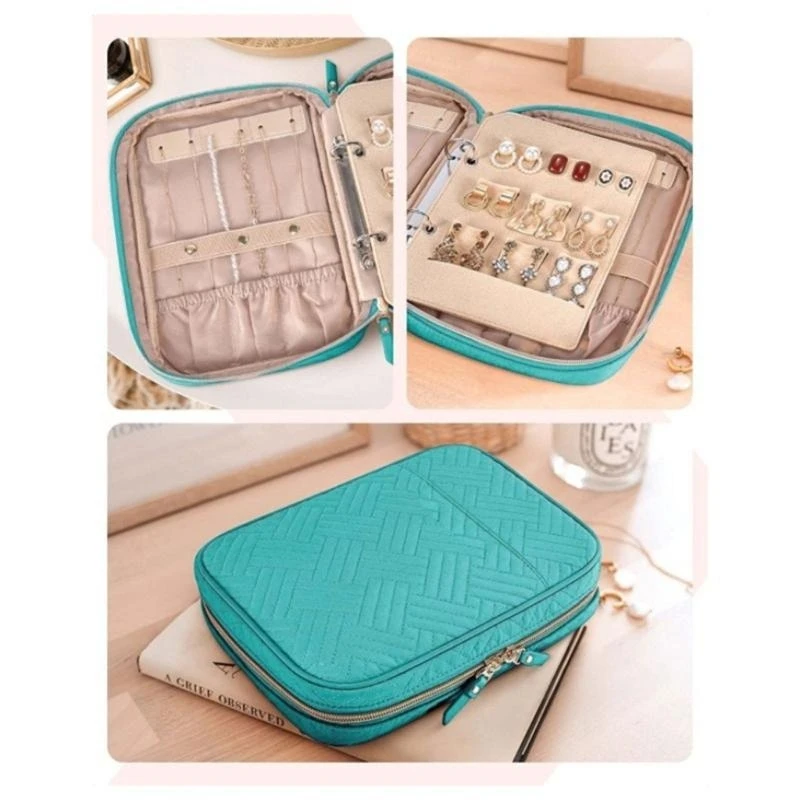 

Jewelry Travel Box Storage Book Binder Bag with Zippers for Rings and Necklaces