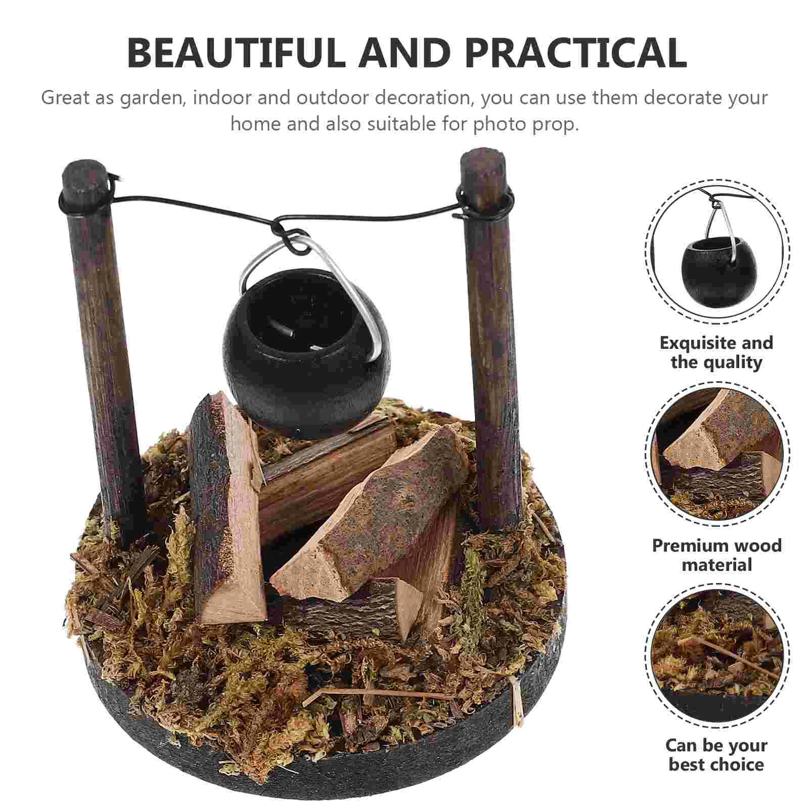 Toys Stove Pretend Food Firewood Hanging Dollhouse Kitchen Decoration Fairy Gardens Camping