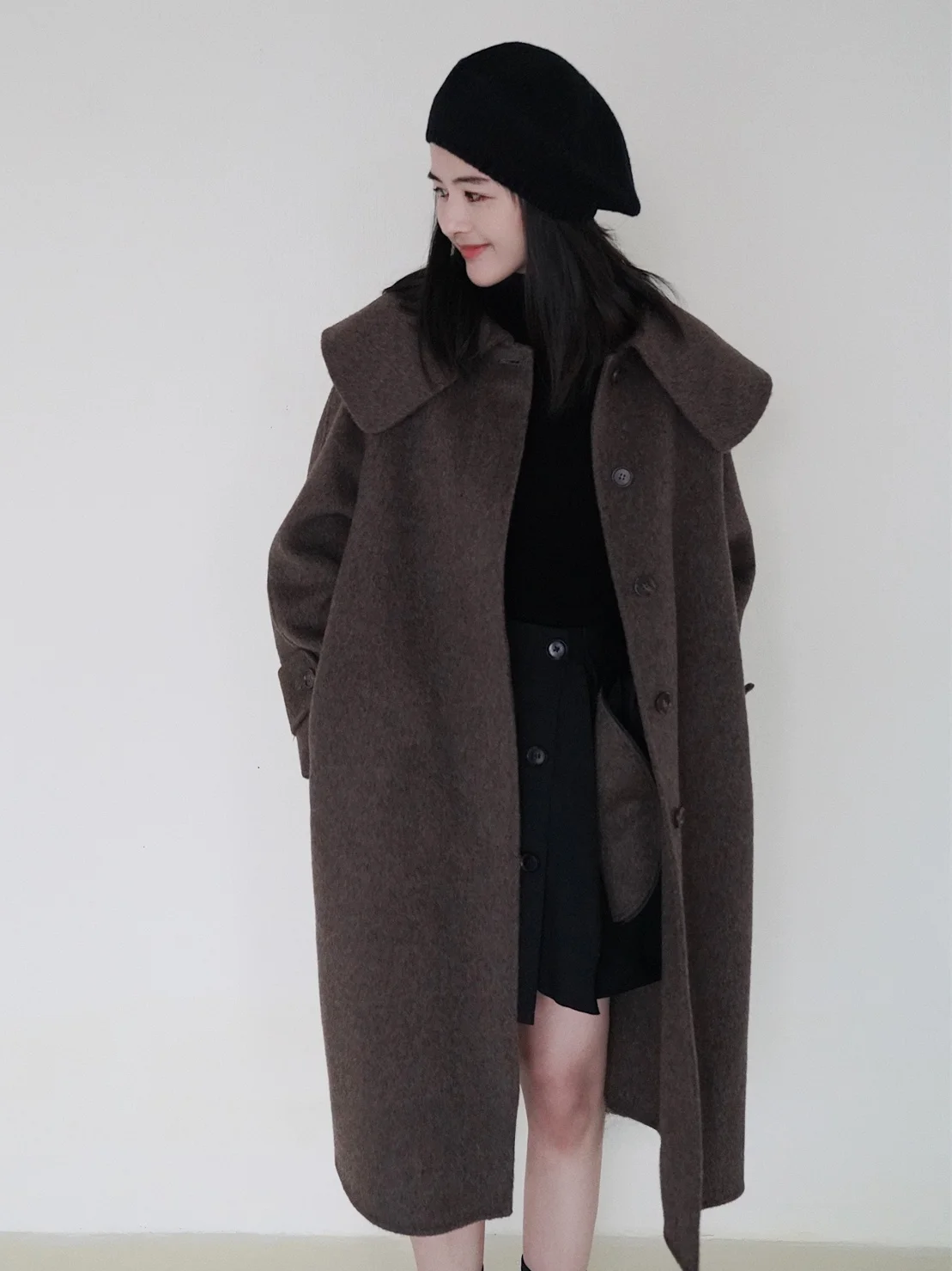 

Premium Wool Camere Women's Coat Korean Sle Double-Faced Woolen Lapel Autumn Winter New Arrival Straight Cut Commute