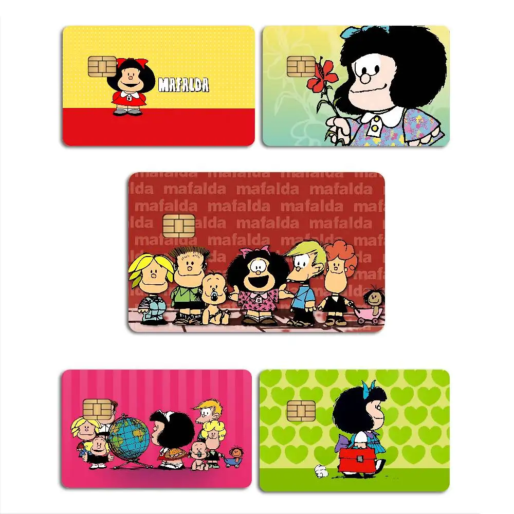 Cartoon Mafalda Credit Card Skin Stickers No Adhesive Residue Water Proof for VISA Credit Card Subway Access Card