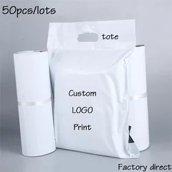50pcs White Tote Express Courier Bags Self-Seal Adhesive Thick Waterproof Plastic Poly Envelope Mailing Bags for Print Logo Cust