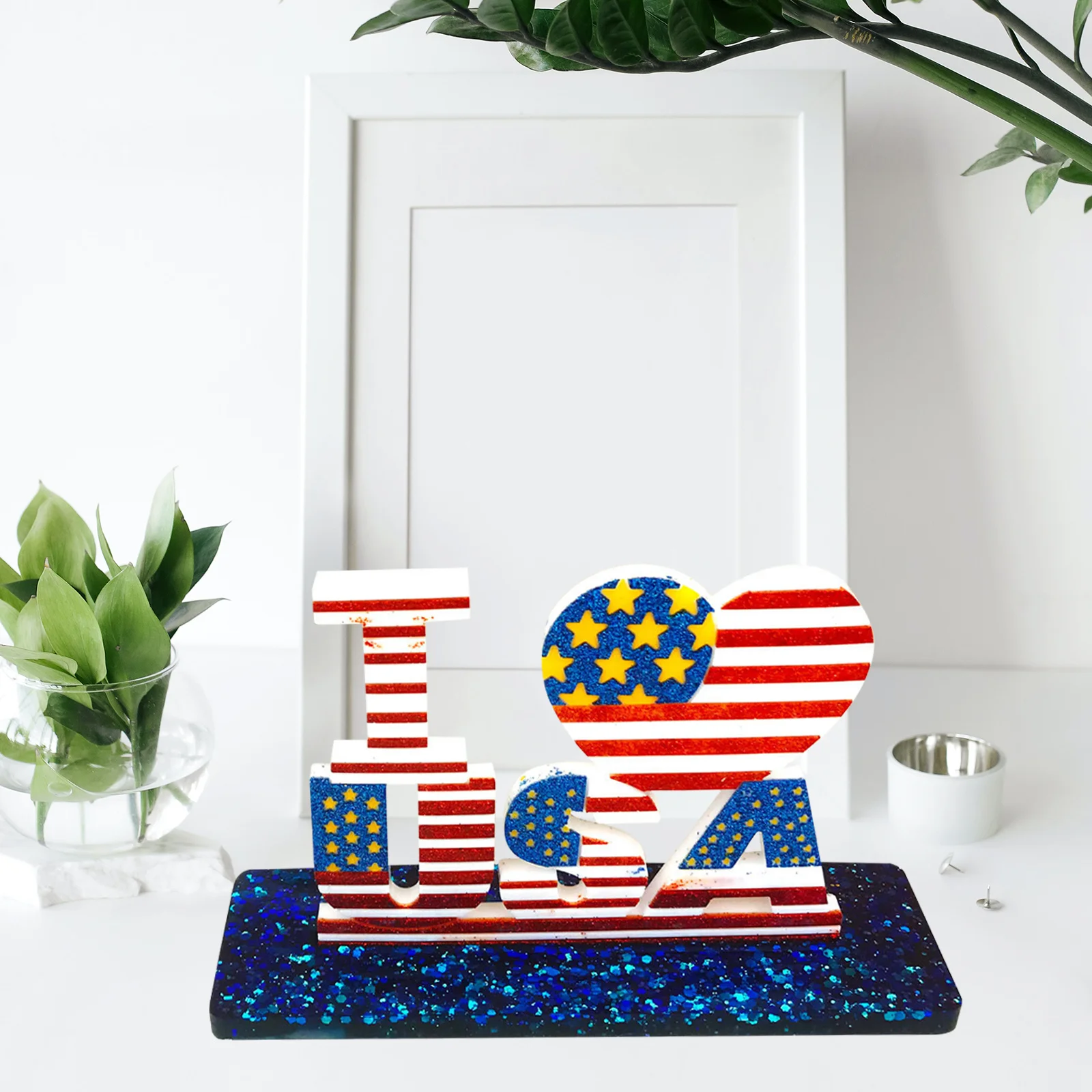 

2Pcs Flag Heart Silicone Molds for DIY Craft Projects American Themed Ornament Making Reusable Independence Day Epoxy Mold Usa