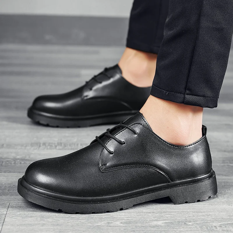 

Sizes 36-46 Men's Casual British Leather Shoes Platform Business Brand Formal Wear Lightweight Round Toe Versatile Work Shoes