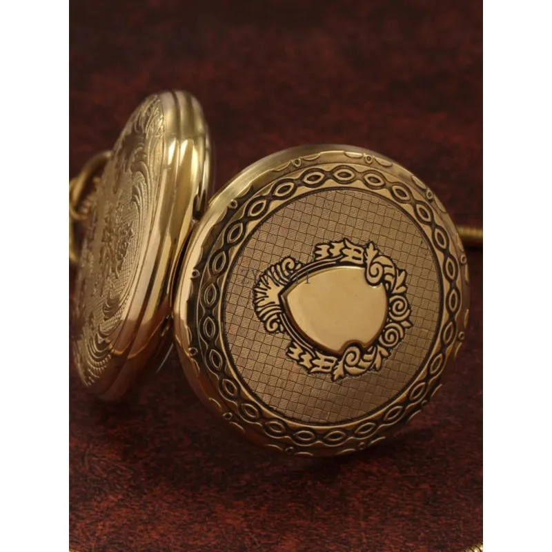 ساعة الجيب الميكانيكية الأوتوماتيكية من النحاس النقي، ساعة قلادة قلادة قلادة الحنين الرجعية