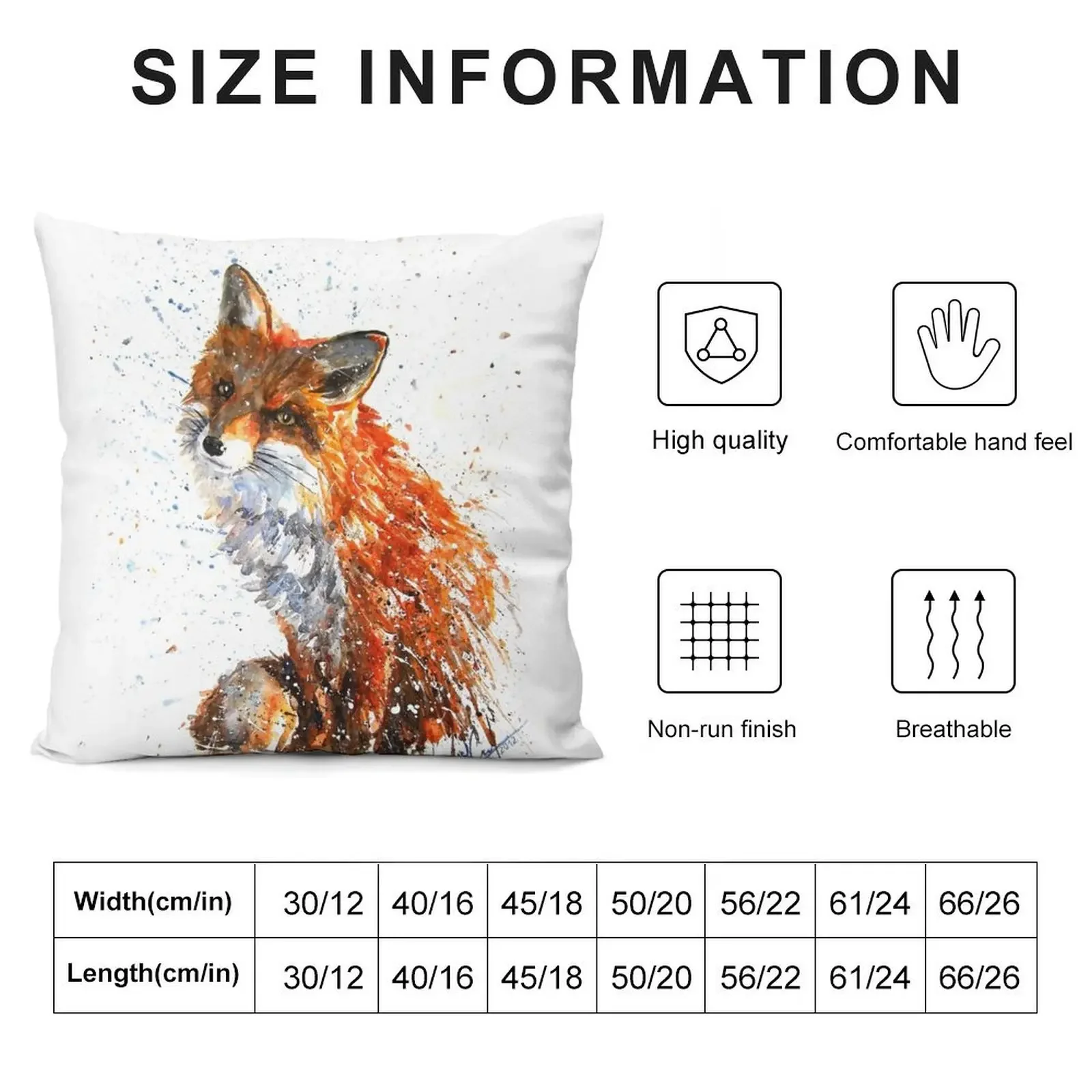 Fox watercolor Throw Pillow New year christmas supplies Anime pillow