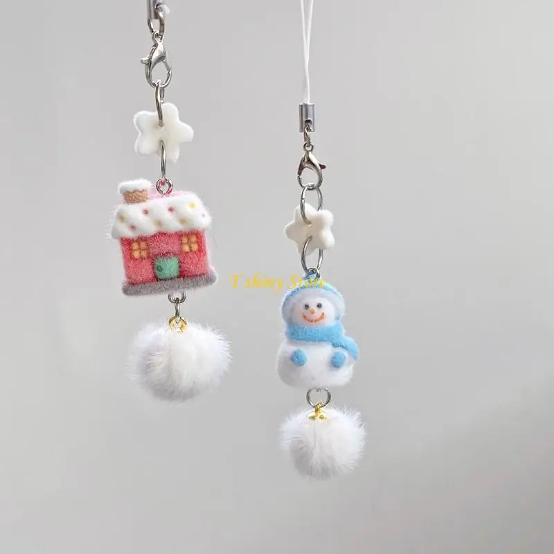 N58F Soft Material Snowman Keychain Warm Comfortable Winter Essential Cozy Touch