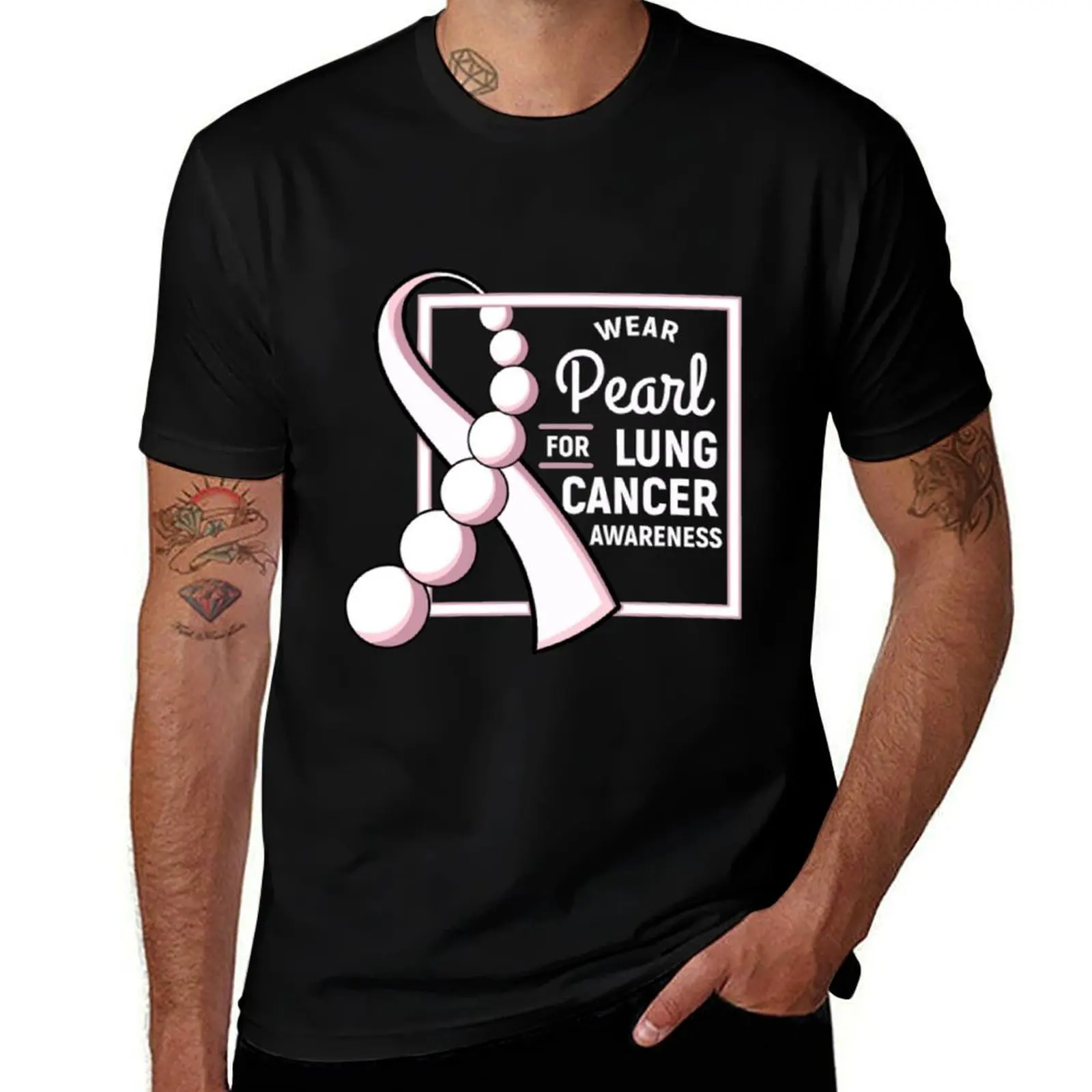 Wear Pearl For Lung Cancer Awareness T-Shirt Novelty Graphic Tee Shirt
