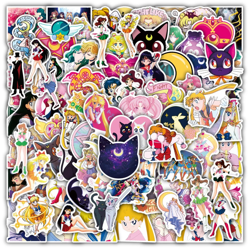 10/30/50/100pcs Anime Sailor Moon Stickers Kawaii Girls Cartoon Sticker Phone Case Water Bottle Suitcase Cute Graffiti Decal Toy