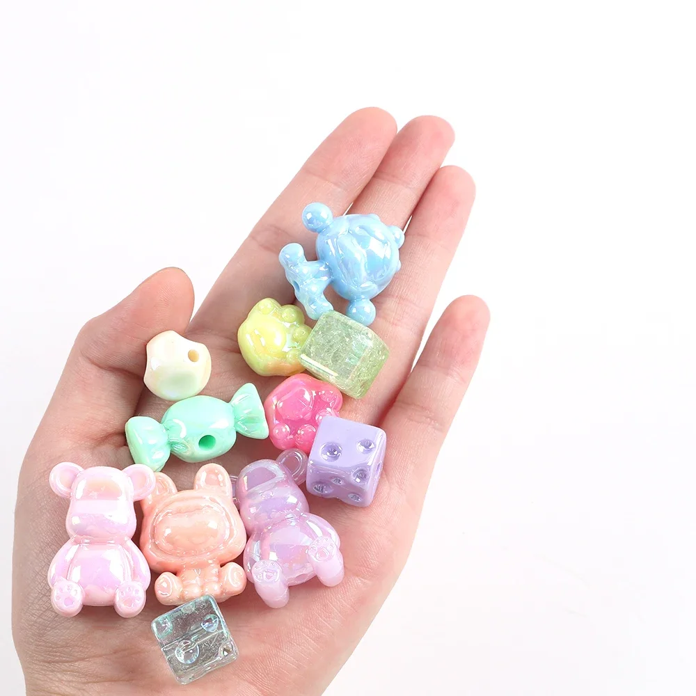 

5pcs/lot Mixed Acrylic Beads Star Bear Heart Bowknot Loose Spacer Beads for Jewelry Making DIY Bracelets Needlework Accessories