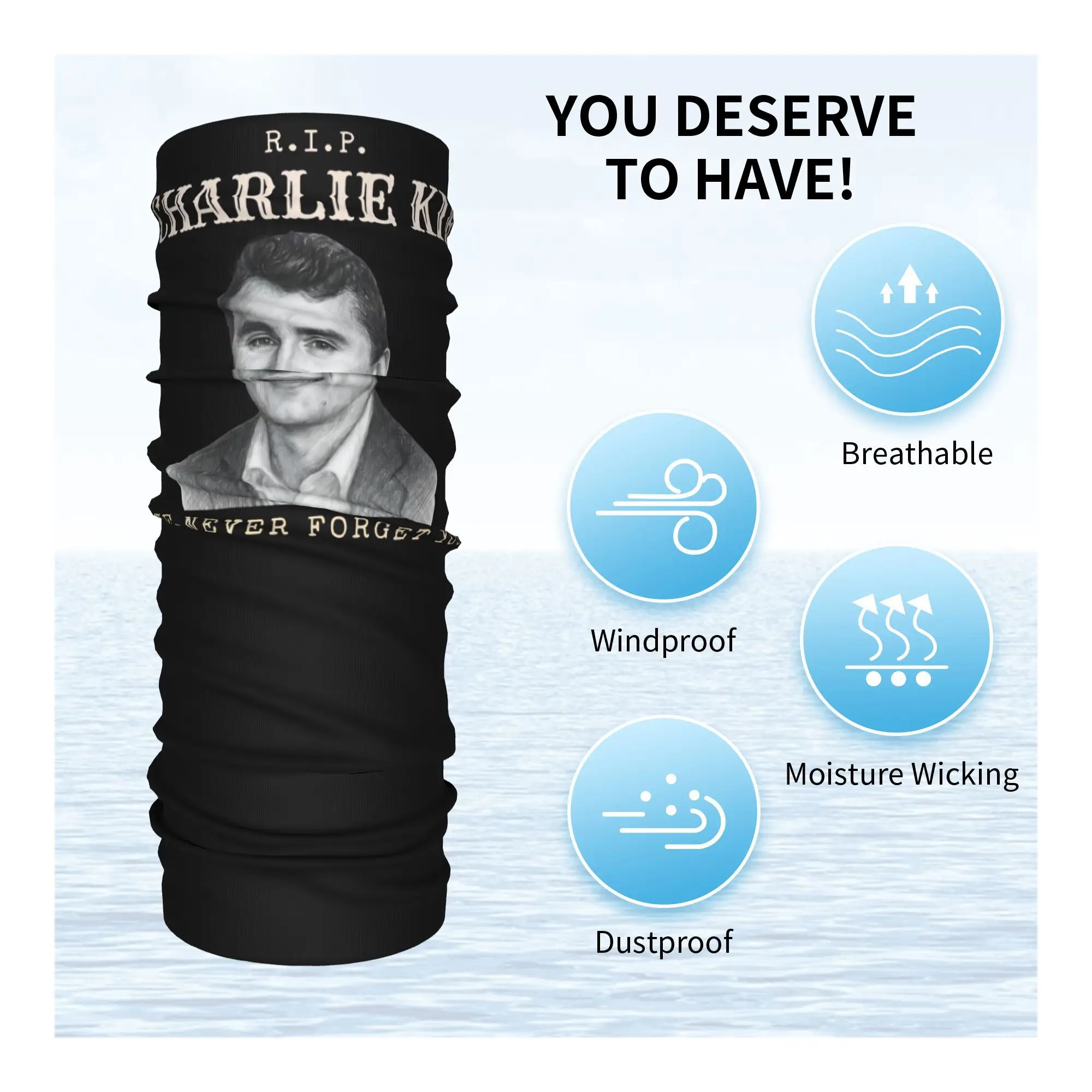 RIP تشارلي كيرك التذكاري باندانا غطاء الرقبة المطبوعة حقيقية باتريوت أقنعة قناع وشاح متعدد الاستخدام أغطية الرأس الكبار تنفس