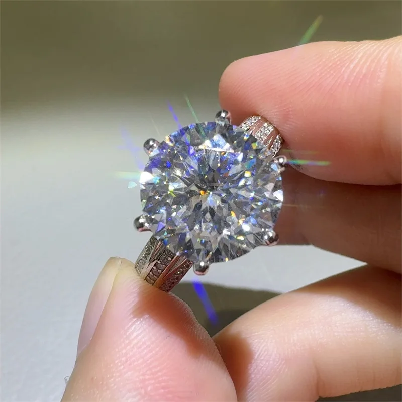 New 5 Carat D Color VVS1 Moissanite Rings Sparkling s925 Silver Moissanita Lab Grown Diamond Gemstone Ring Fine Jewelry GRA