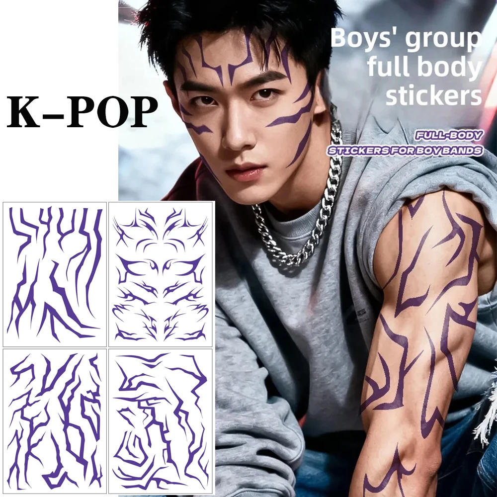 

4PCS Anime Huntrix Demo N Hunters K-Pop Devil Boys Jinu Rumi Tatoo Prop Tattoo Body Stripe Stickers Cosplay Halloween Party