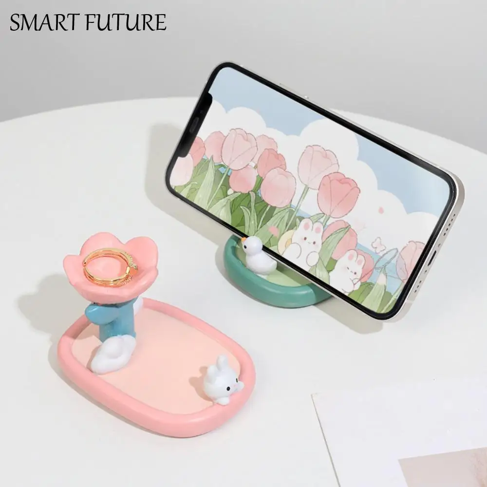 

Подставка для мобильного телефона с кроликом, тюльпан, настольный декор, полимерный держатель для телефона, портативный милый кронштейн для мобильного телефона, настольные украшения
