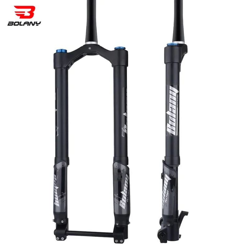 BOLANY Inverted  Fork Damping Adjustable BOOST Thru Axle Air Suspension 130mm Travel  26/27.5/29 Inch mtb Tapered Tube Fork