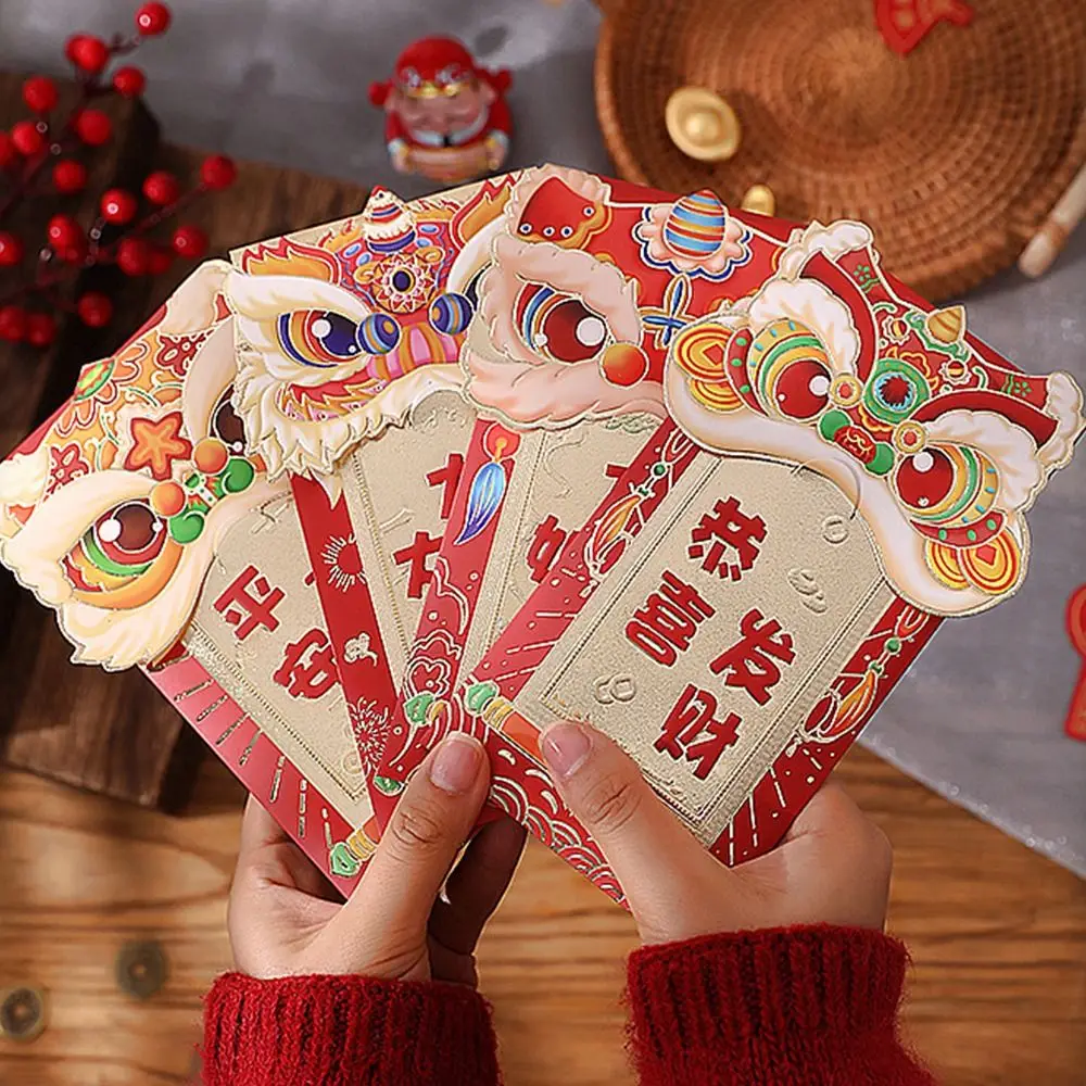 4Pcs Chinese Dragon New Year Red Envelopes Dragon Spring Festival Lucky Money Pocket Red Packets Wedding New Year Decoration