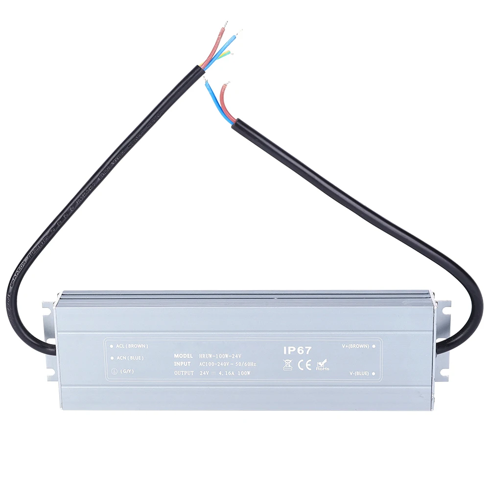

HRUW-100W-24V Switch Power Supply IP67 Waterproof LED Driver Transformer 100-240VAC