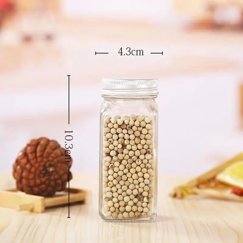 Glass Spice Jars with Bamboo Lid Spice Seasoning Containers Kitchen Salt Pepper Shakers Spice Organizer Kitchen Spice Jar Set