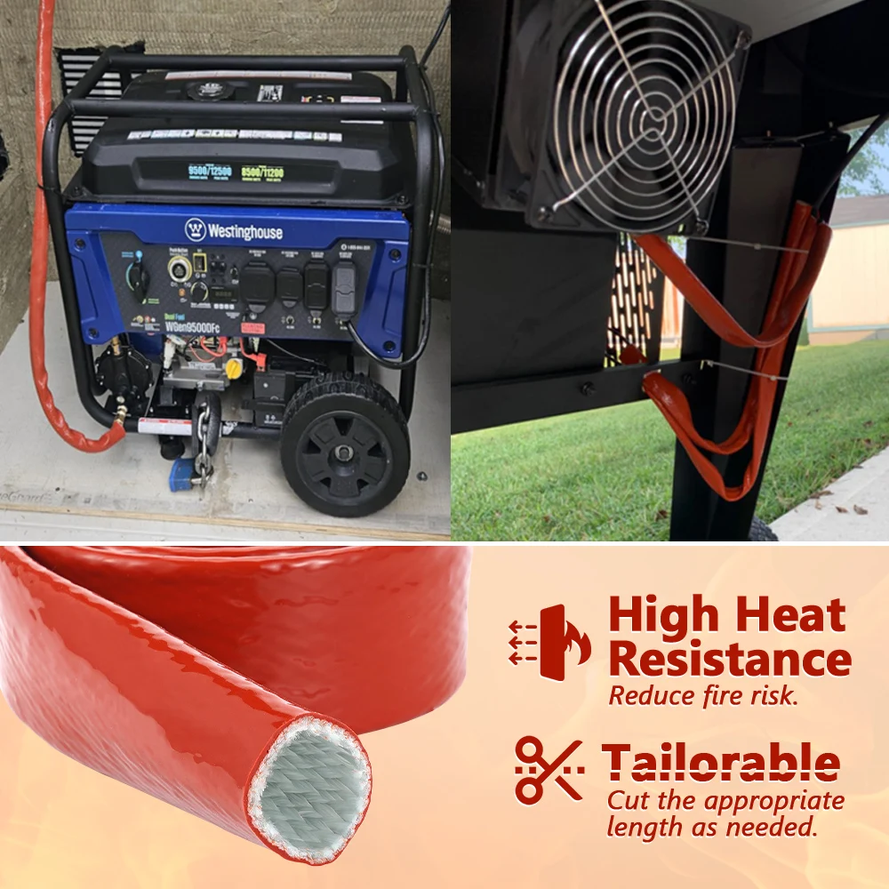 

1 Roll Heat Shield Sleeve Heat Resistant Cable Sleeve Silicone Fiberglass Shield Pipeline Protector Tool Fit For Hoses Cables